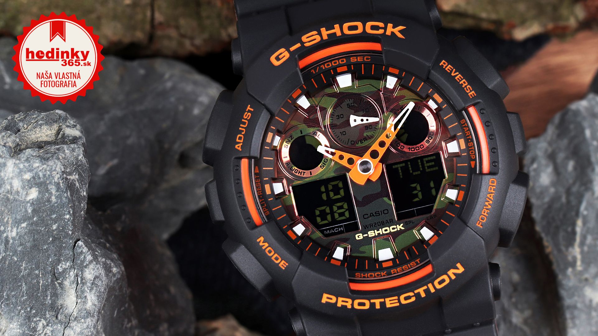 Casio G Shock Original GA 100BR 1AER Bright Orange Analog Digital