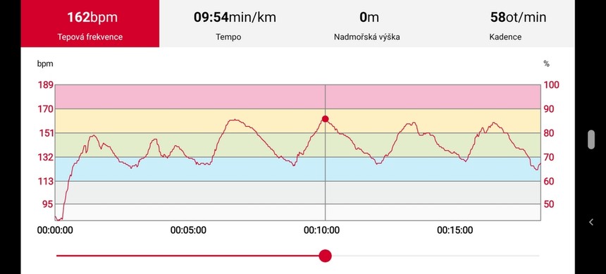 Hodinky měří po celou dobu sportovní aktivity tepovou frekvenci a aplikace následně vygeneruje grafické znázornění