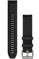 Remienok Garmin QuickFit 22mm, silikónový, čierny, strieborná spona (Fenix 7/6/5, Epix 2, MARQ aj.)