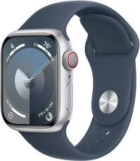 Apple Watch Series 9 GPS + Cellular 41mm Silver Aluminium Case / Storm Blue Sport Band - M/L