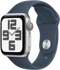 Apple Watch SE GPS + Cellular 40mm Silver Aluminium Case / Storm Blue Sport Band-M/L