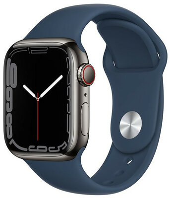 Apple Watch Series 7 GPS + Cellular, 41mm Graphite Stainless Steel Case / Abyss Blue Sport Band - Regular