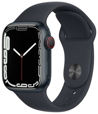 Apple Watch Series 7 GPS + Cellular, 41mm Midnight Aluminium Case / Midnight Sport Band - Regular
