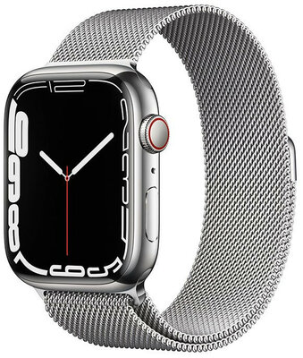 Apple Watch Series 7 GPS + Cellular, 45mm Silver Stainless Steel Case / Silver Milanese Loop