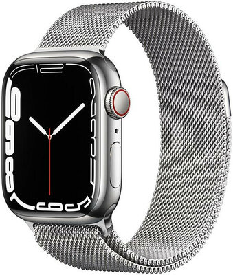 Apple Watch Series 7 GPS + Cellular, 41mm Silver Stainless Steel Case / Silver Milanese Loop