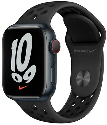 Apple Watch Nike Series 7 GPS + Cellular, 41mm Midnight Aluminium Case / Anthracite/Black Nike Sport Band - Regular