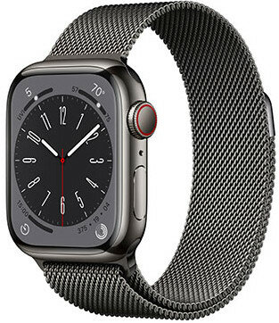 Apple Watch Series 8 GPS + Cellular 41mm Graphite Stainless Steel Case / Graphite Milanese Loop - Regular