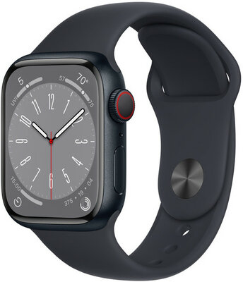 Apple Watch Series 8 GPS + Cellular 41mm hliníkové temně inkoustové pouzdro s temně inkoustovým sportovním řemínkem