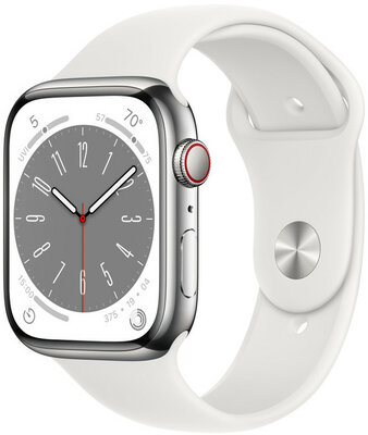 Apple Watch Series 8 GPS + Cellular 41mm Silver Stainless Steel Case / White Sport Band - Regular