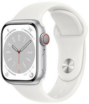 Apple Watch Series 8 GPS + Cellular 41mm Silver Aluminium Case / White Sport Band - Regular