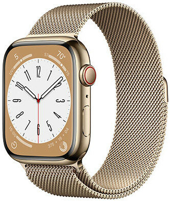 Apple Watch Series 8 GPS + Cellular 45mm Gold Stainless Steel Case / Gold Milanese Loop - Regular