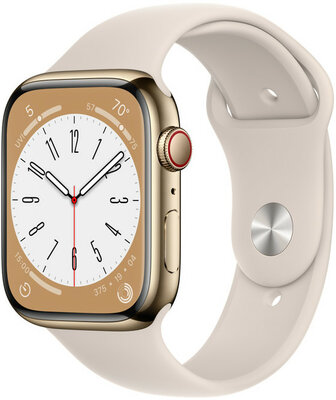 Apple Watch Series 8 GPS + Cellular 45mm Gold Stainless Steel Case / Starlight Sport Band - Regular