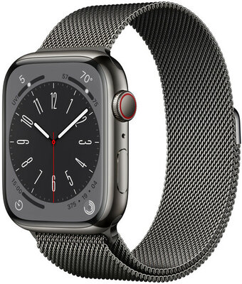 Apple Watch Series 8 GPS + Cellular 45mm Graphite Stainless Steel Case / Graphite Milanese Loop - Regular