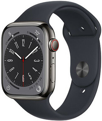 Apple Watch Series 8 GPS + Cellular 45mm Graphite Stainless Steel Case / Midnight Sport Band - Regular