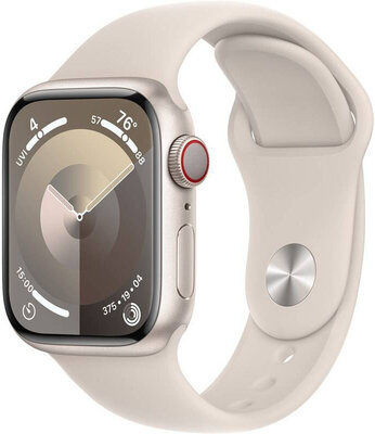 Apple Watch Series 9 GPS + Cellular 41mm Starlight Aluminium Case / Starlight Sport Band - S/M
