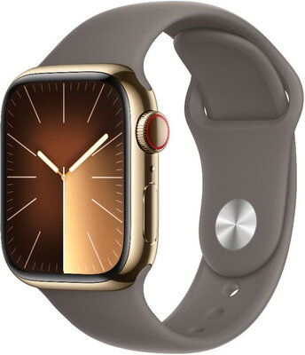Apple Watch Series 9 GPS + Cellular 41mm Gold Stainless Steel Case / Clay Sport Band - S/M