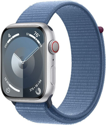 Apple Watch Series 9 GPS + Cellular 41mm Silver Aluminium Case / Winter Blue Sport Loop