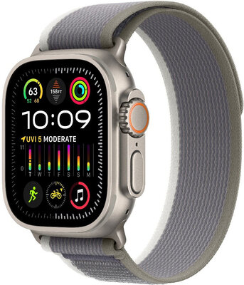 Apple Watch Ultra 2 GPS + Cellular, 49mm Titanium Case / Green/Grey Trail Loop-S/M (II. Akosť)