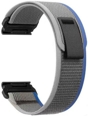 QuickFit remienok 22 mm, nylonový, modro-šedý, suchý zips (Garmin Fenix 7/6/5, Epix 2, MARQ 2 atď.)