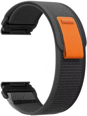 Popruh QuickFit 26 mm, nylonový, čierno-šedý, suchý zips (Garmin Fenix 7X/6X/5X, Tactix atď.)