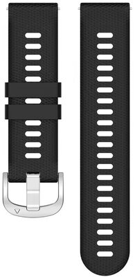 Remienok Quick Release 18 mm, silikónový, čierny, strieborná pracka (Garmin Venu 2S, Vívoactive 4S, Forerunner 265S, Venu 3S atď.)