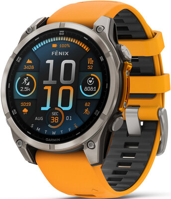 Garmin Fenix 8 AMOLED 47 mm, Sapphire Titanium Graphite Spark Orange Band