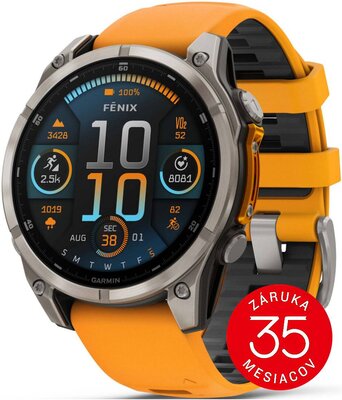 Garmin Fenix 8 AMOLED 47 mm, Sapphire Titanium Graphite Spark Orange Band (rozbalené)