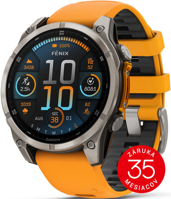 Garmin Fenix 8 AMOLED 47 mm, Sapphire Titanium Graphite Spark Orange Band