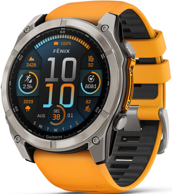 Garmin Fenix 8 AMOLED 51 mm, Sapphire Titanium Graphite Spark Orange Band